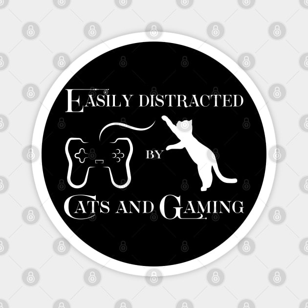 Easily Distracted By Cats and Gaming Magnet by JessArty